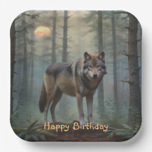 Wolf in the Forest Paper Plate