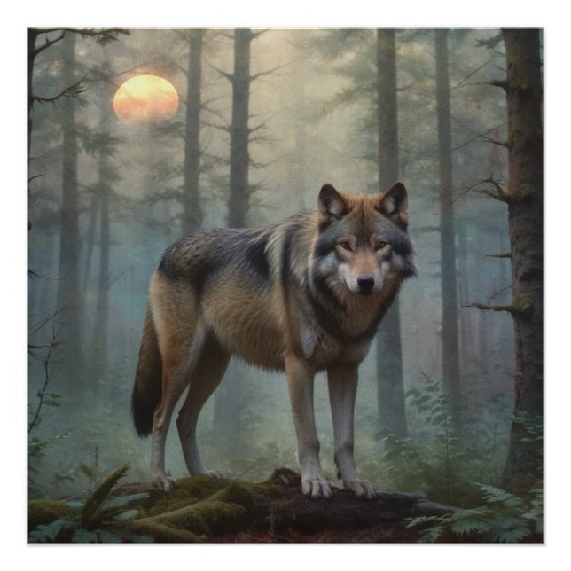 Wolf in the Forest Poster (Front)