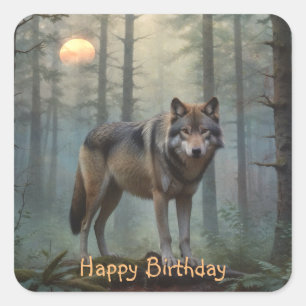 Wolf in the Forest Square Sticker