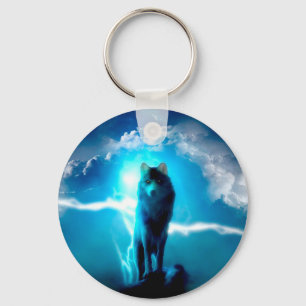 Wolf in the thunderstorm key ring