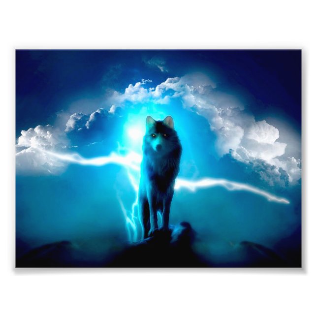 Wolf in the thunderstorm photo print (Front)