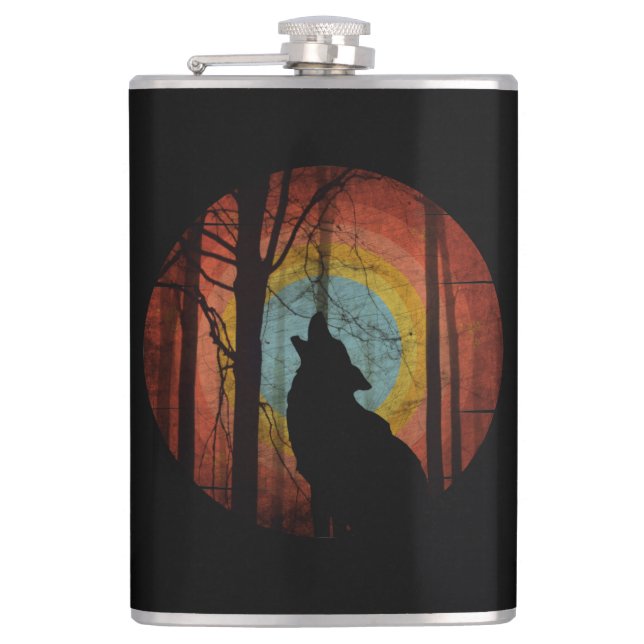 WOLF IN THE WOODS FOREST HIP FLASK (Front)