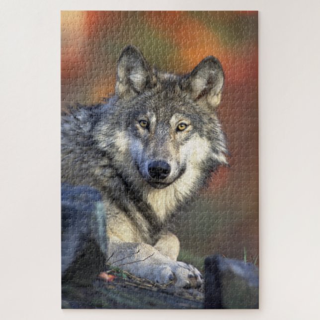 Wolf in the Woods Hunting Jigsaw Puzzle (Vertical)