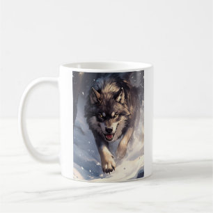 Wolf in winter coffee mug