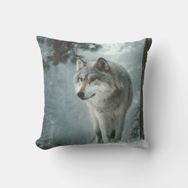 Wolf in Winter Cushion (Front)
