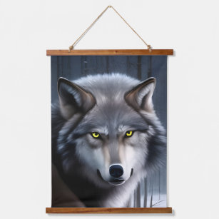 Wolf In Winter Forest Hanging Tapestry
