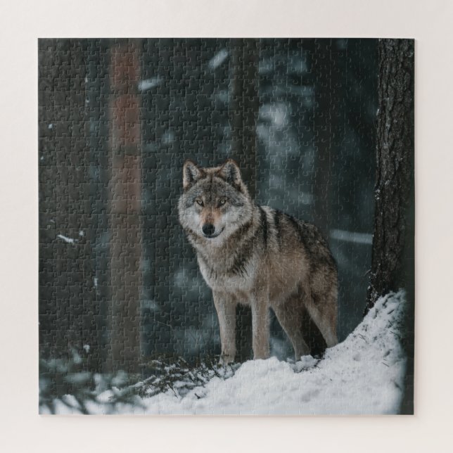 Wolf in Winter Jigsaw Puzzle (Vertical)