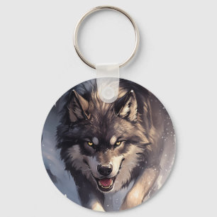 Wolf in winter key ring
