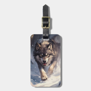 Wolf in winter luggage tag