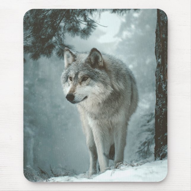 Wolf in Winter Mouse Pad (Front)