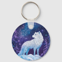 "Wolf in Winter under a Starry Night Sky"