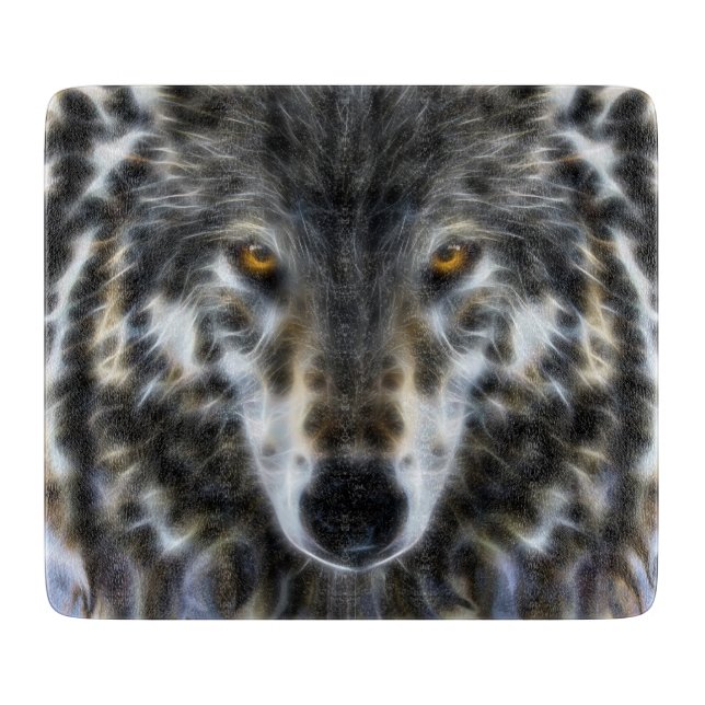Wolf Inspirational graphic Portrait Cutting Board (Front)