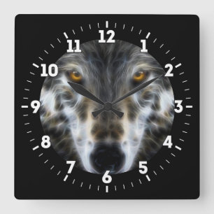 Wolf Inspirational graphic Portrait on a Square Wall Clock
