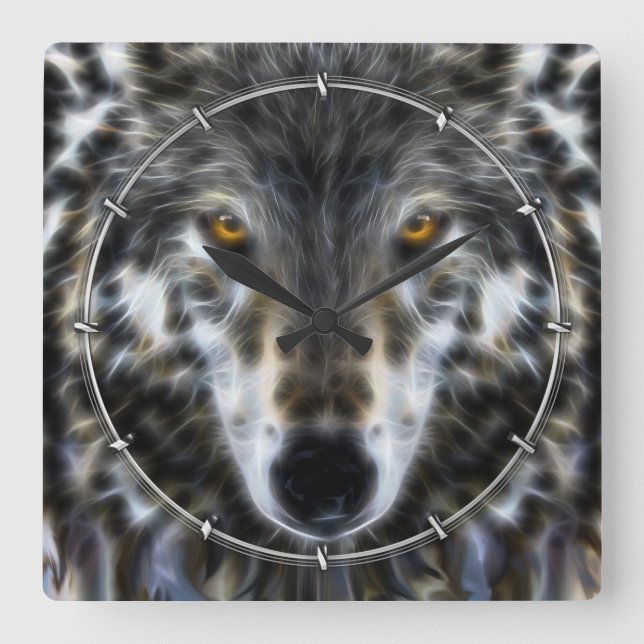 Wolf Inspirational graphic Portrait Square Wall Clock (Front)