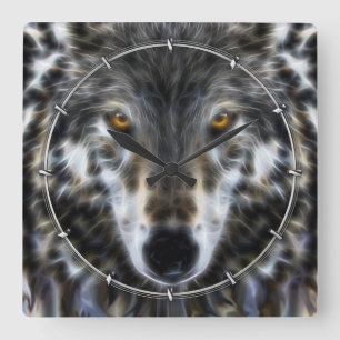 Wolf Inspirational graphic Portrait Square Wall Clock