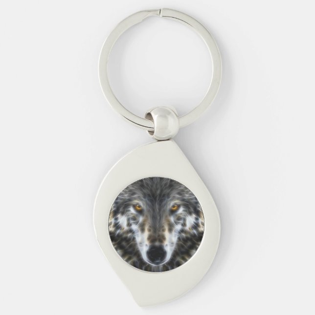 Wolf Inspirational intense Portrait Key Ring (Front)
