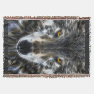 Wolf Inspirational intense Portrait Throw Blanket