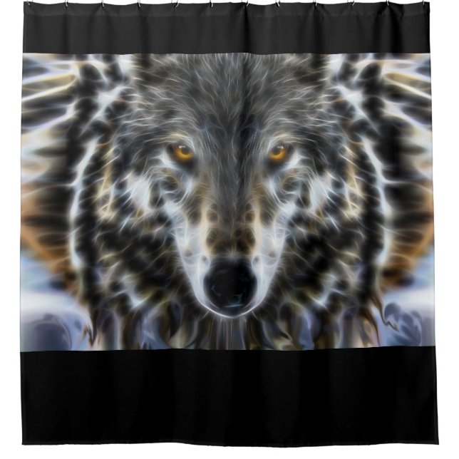 Wolf Inspirational Portrait in decor Shower Curtain (Front)