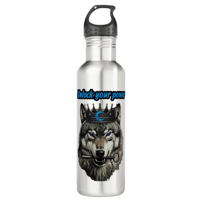 wolf king unlock your power 710 ml water bottle (Front)