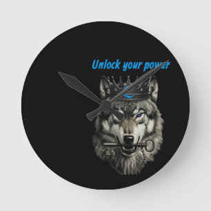 wolf king unlock your power round clock
