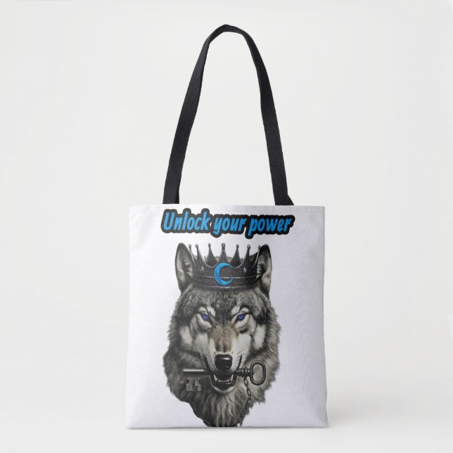 wolf king unlock your power tote bag (Front)