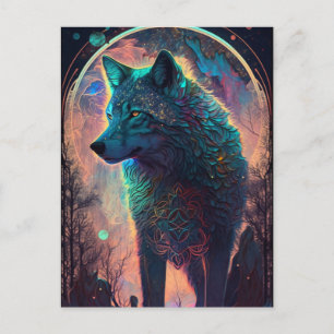 Wolf Landscape Surreal Fantasy Postcard