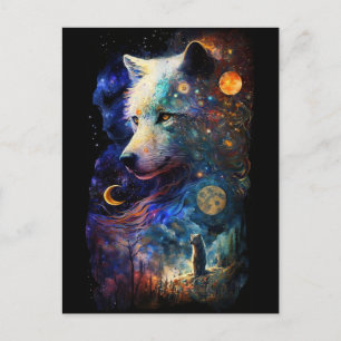 Wolf Landscape Surreal Fantasy Postcard
