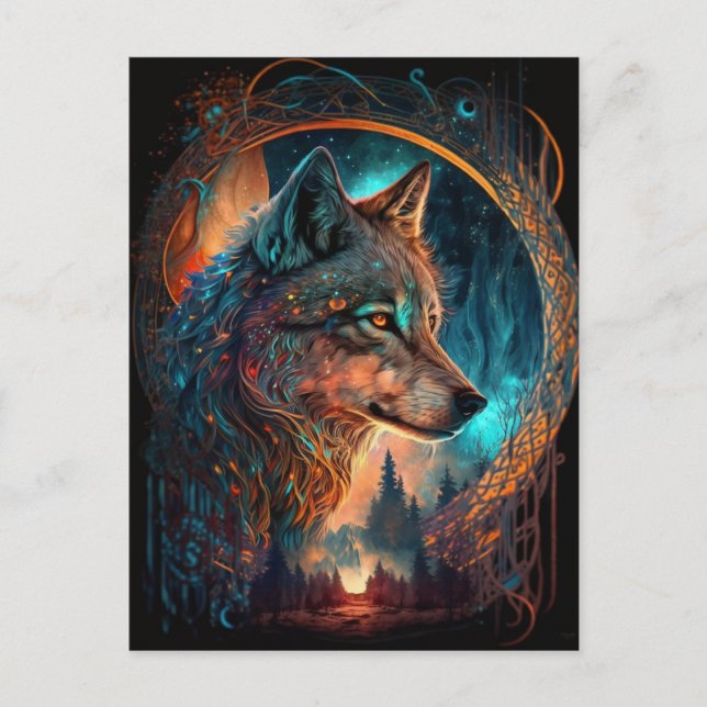 Wolf Landscape Surreal Fantasy Postcard (Front)