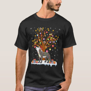 Wolf Lighting Xmas Tree Gift Wolf Tree For Christm T-Shirt