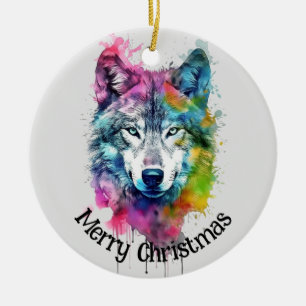 Wolf Logo Wolves Nature Custom Business Card Ceramic Ornament