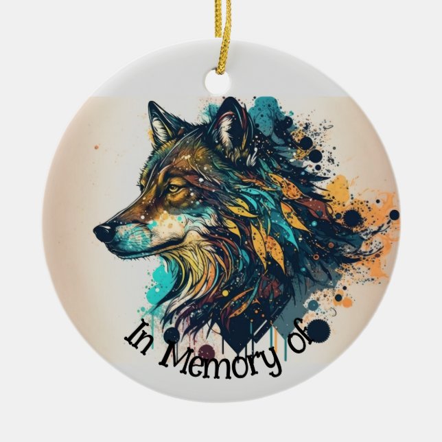 Wolf Logo Wolves Nature Custom Business Card Ceramic Ornament (Front)