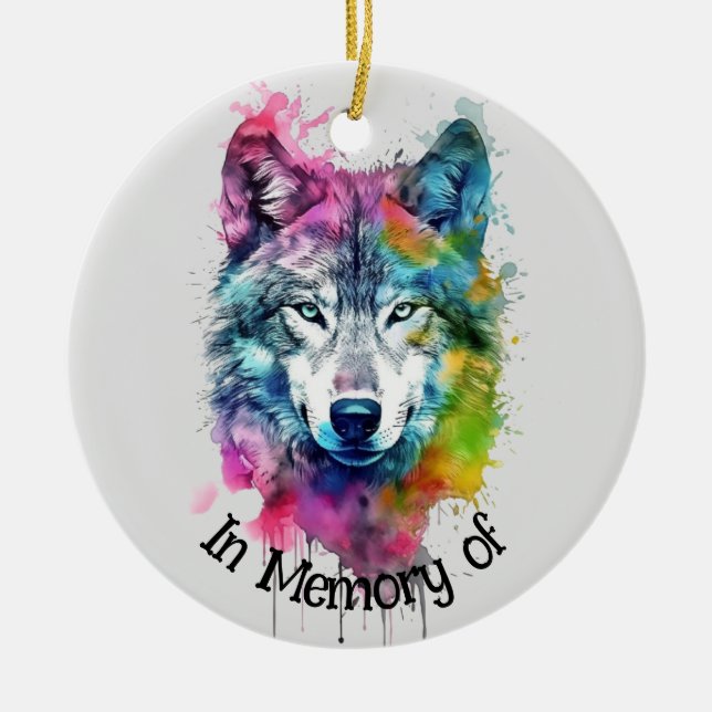 Wolf Logo Wolves Nature Custom Business Card Ceramic Ornament (Front)