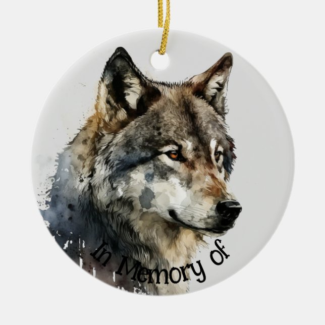 Wolf Logo Wolves Nature Custom Business Card Ceramic Ornament (Front)