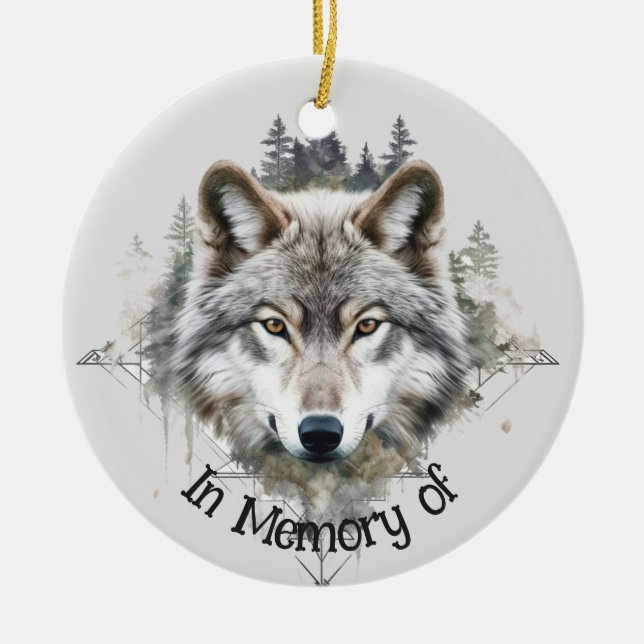 Wolf Logo Wolves Nature Custom Business Card Ceramic Ornament (Front)