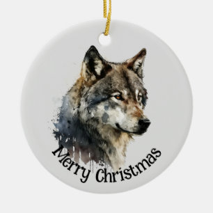 Wolf Logo Wolves Nature Custom Business Card Ceramic Ornament