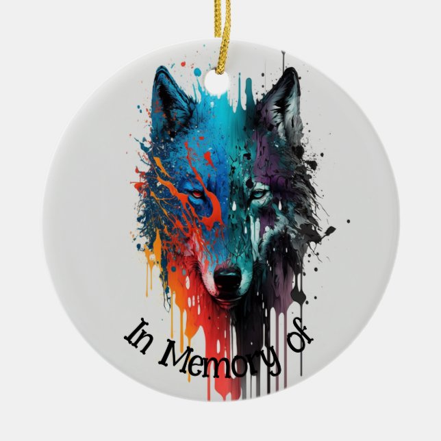 Wolf Logo Wolves Nature Custom Business Card Ceramic Ornament (Front)