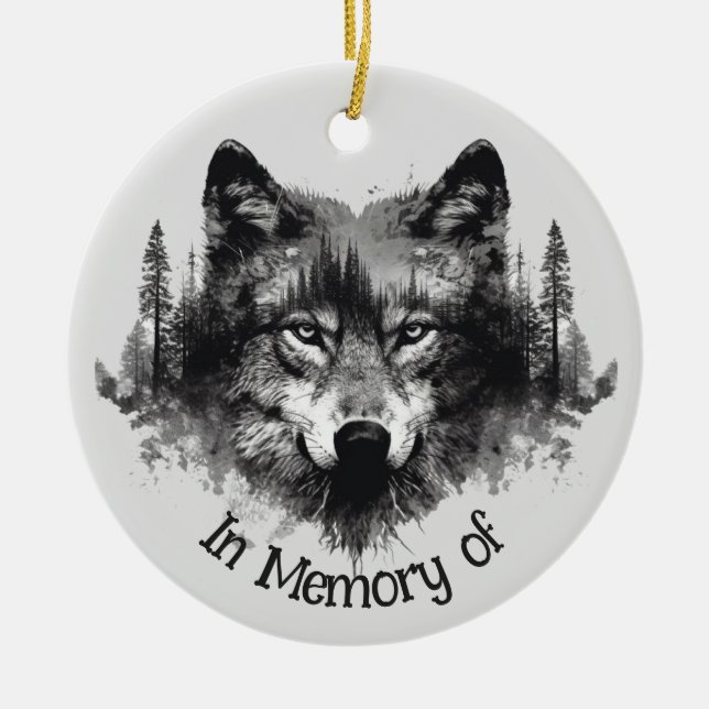 Wolf Logo Wolves Nature Custom Business Card Ceramic Ornament (Front)