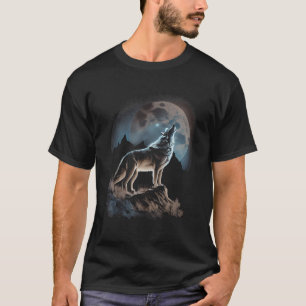 Wolf Lookout Moon Mountain Graphic for Men Women B T-Shirt
