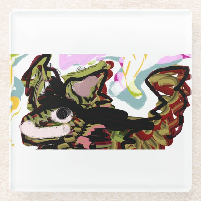 Wolf love glass coaster (Front)