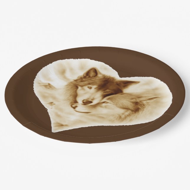 Wolf Love Paper Plate (Angled)