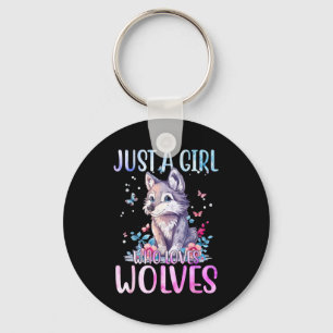 Wolf Lover Just A Girl Who Loves Wolves Animals Cu Key Ring