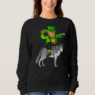 Wolf Lover Leprechaun Riding Wolf St Patrick S Day Sweatshirt