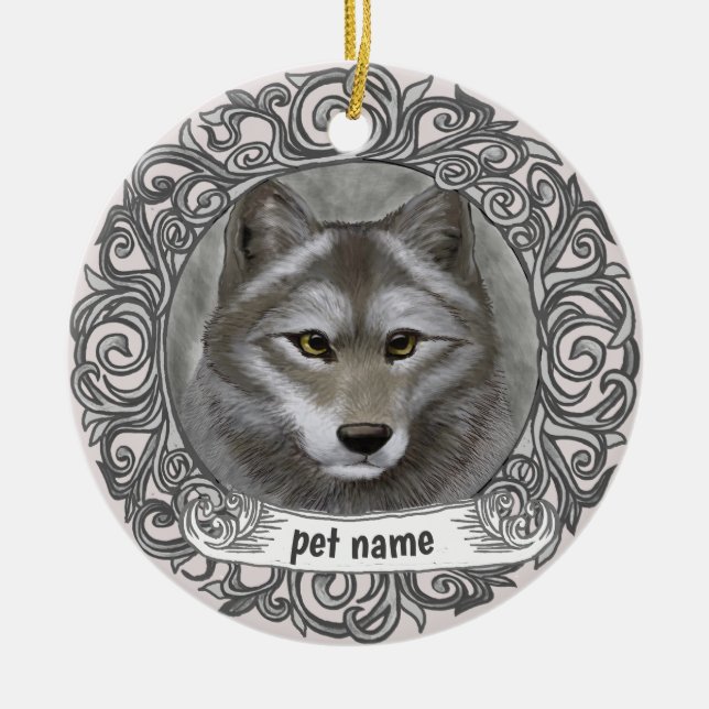Wolf Loving Memory ornament (Front)
