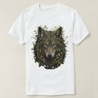 Wolf Made of Branches Leaves Forest Nature Arts 3D T-Shirt
