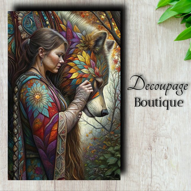 Wolf Maiden Decoupage Tissue Paper (Wold Maiden Decoupage Tissue Paper)