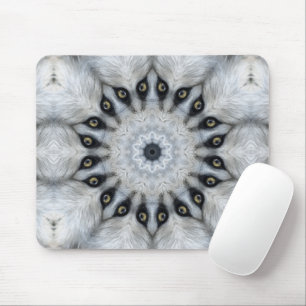 Wolf Mandala Fierce Eyes and Furry Symmetry Mouse Pad