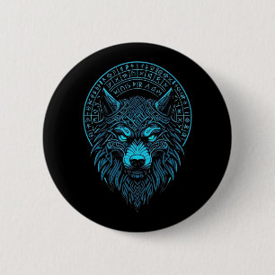 Wolf Mask Odin Runes Norse Compass Viking  6 Cm Round Badge