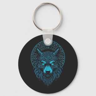 Wolf Mask Odin Runes Norse Compass Viking  Key Ring