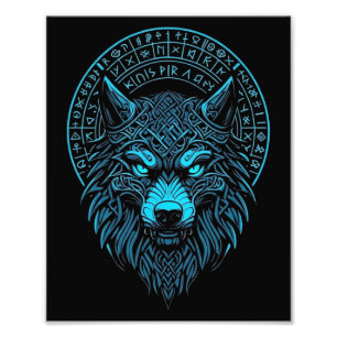 Wolf Mask Odin Runes Norse Compass Viking  Photo Print