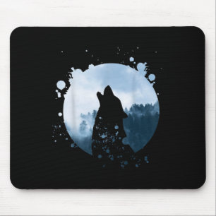 Wolf Men Silhouette Animal Motif Environmental Mouse Pad